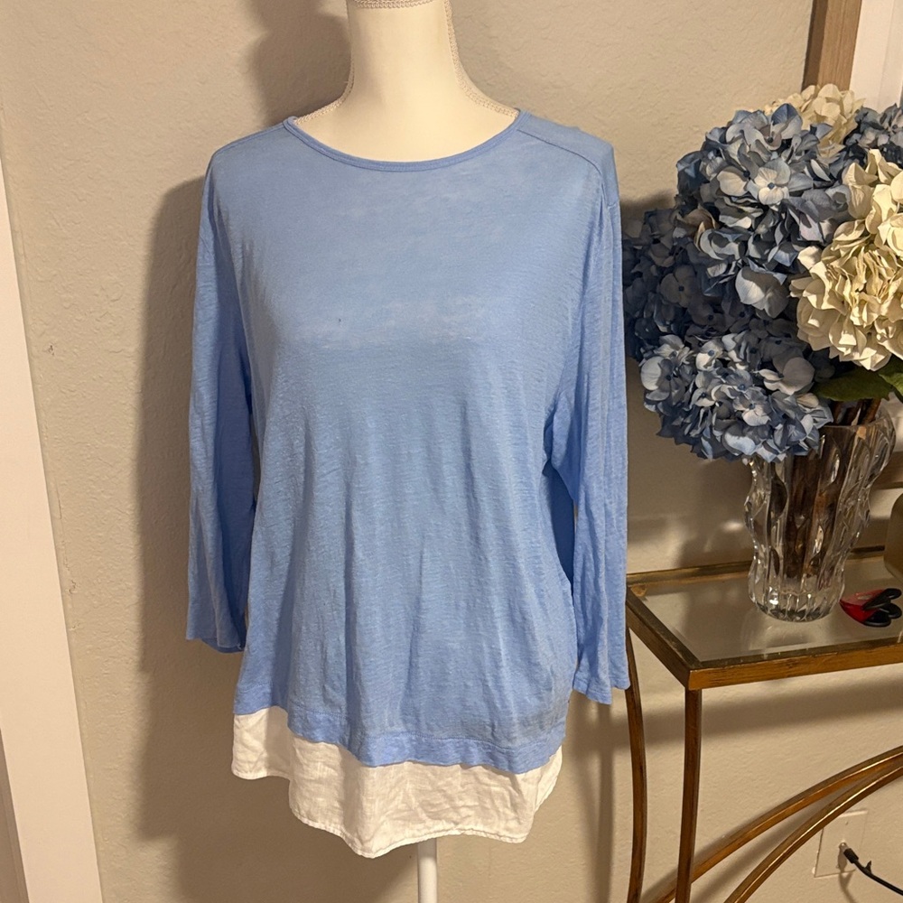 J.Jill light blue linen tunic top size Large